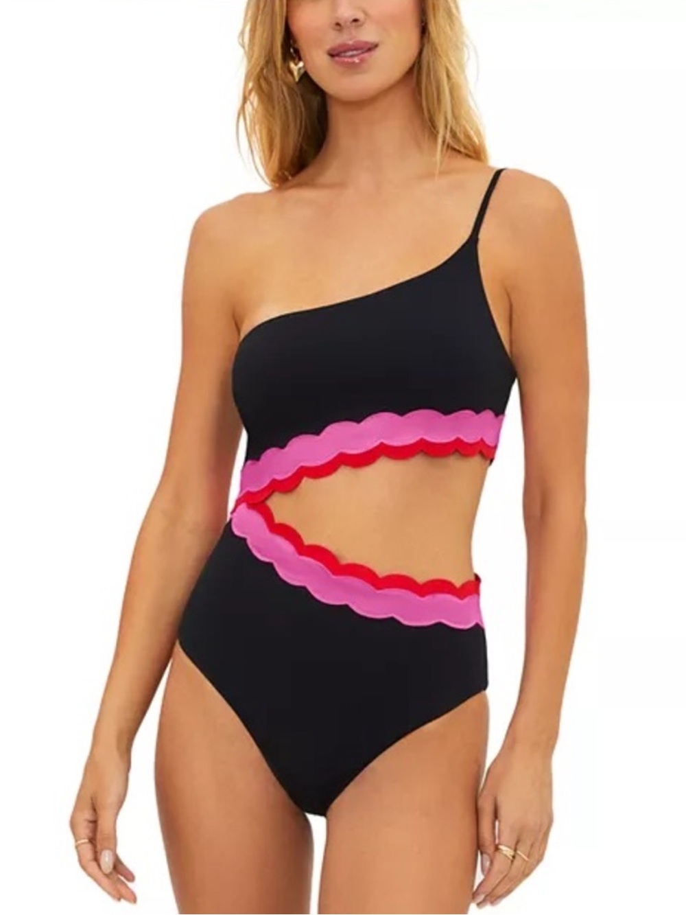 New! Beach Riot Liora One-Shoulder One-Piece Swimsuit Electric Wave 34177